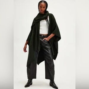 Free People Ellie Scarf Wrap Duster Kimono NWT Black $128